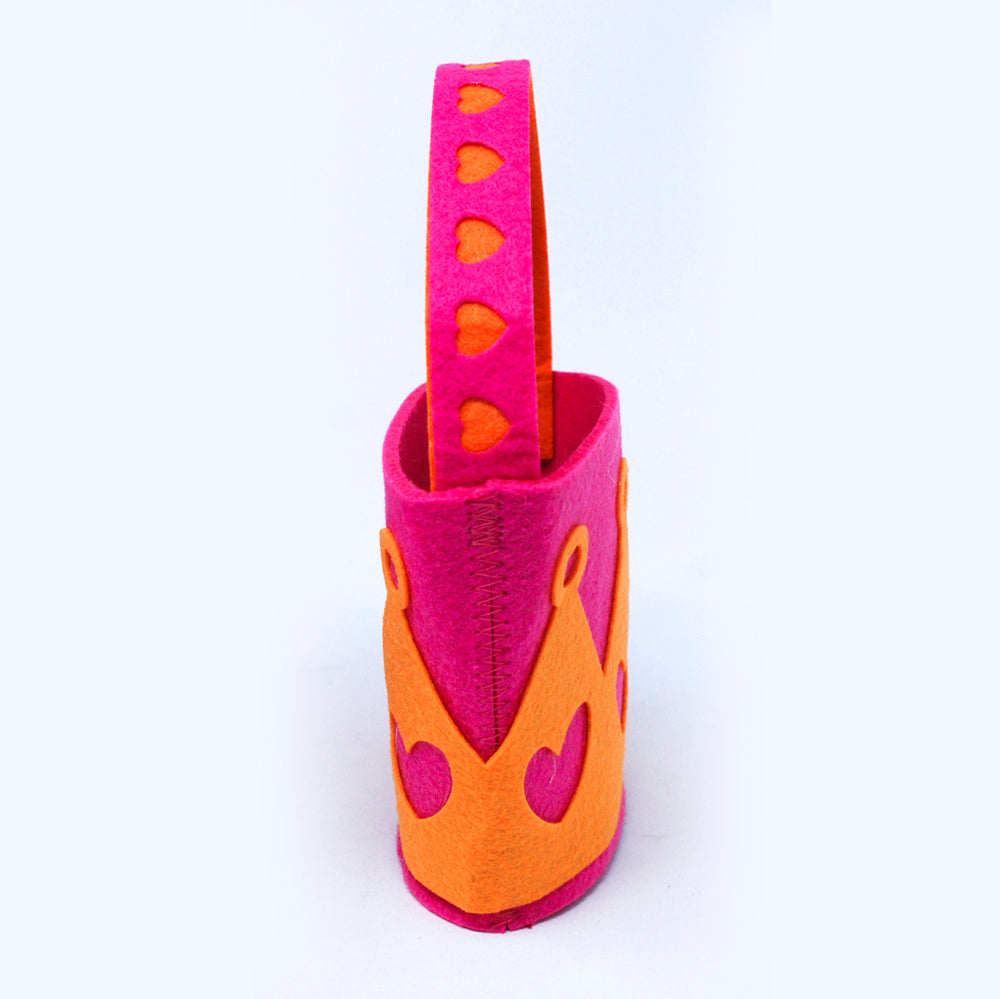 Crown Felt Bucket Bag - Pink Poppy