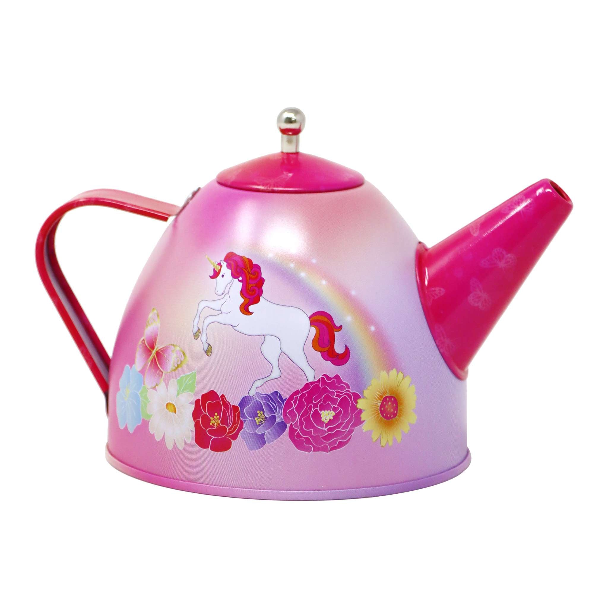 Unicorn Butterfly 14 Piece Kids Play Pretend Tin Tea Set - Pink Poppy Australia
