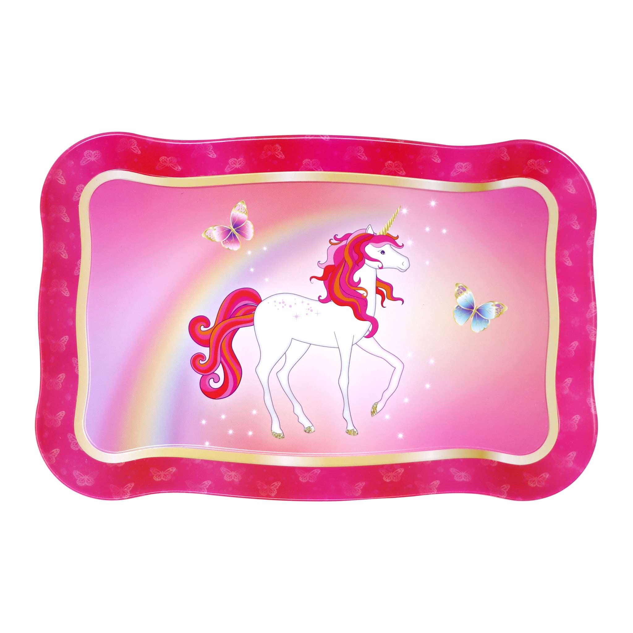Unicorn Butterfly 14 Piece Kids Play Pretend Tin Tea Set - Pink Poppy Australia