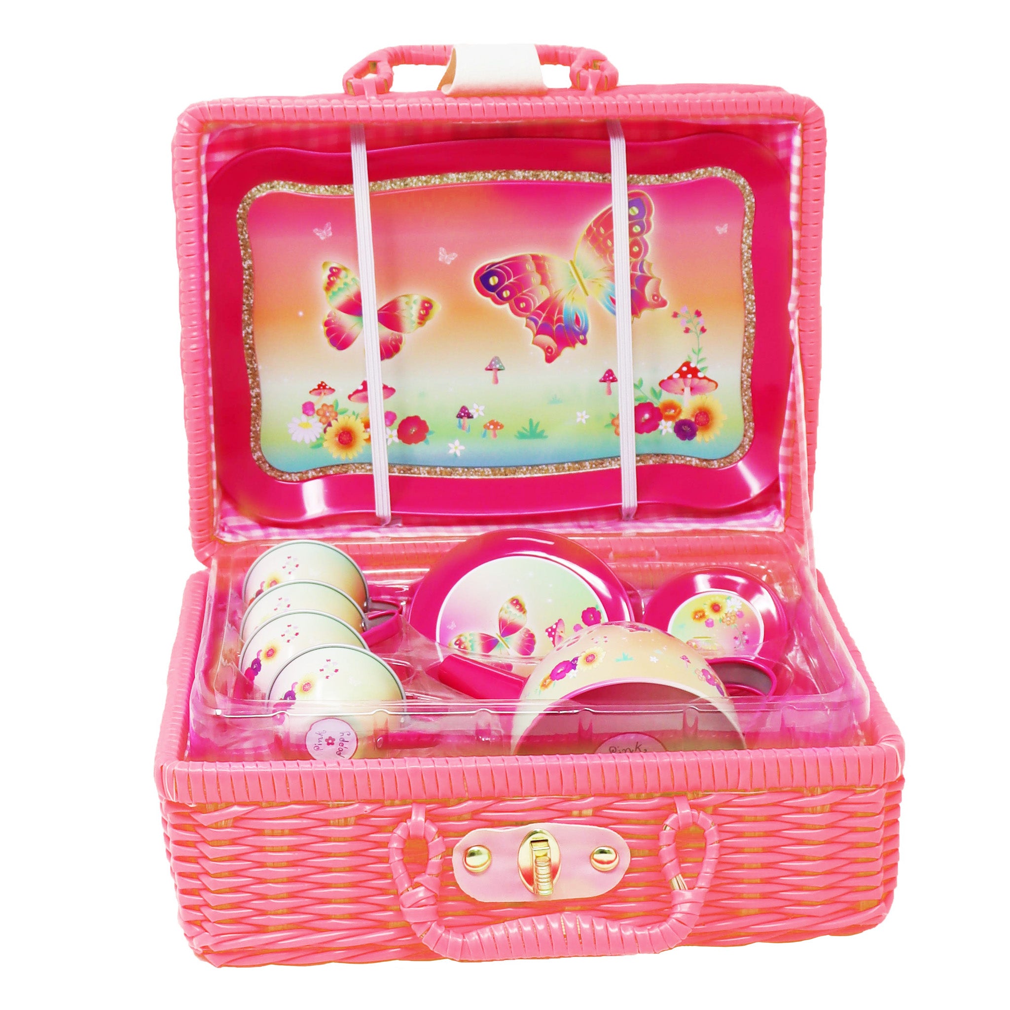 Rainbow Butterfly Tea Set in Basket - Pink Poppy Australia
