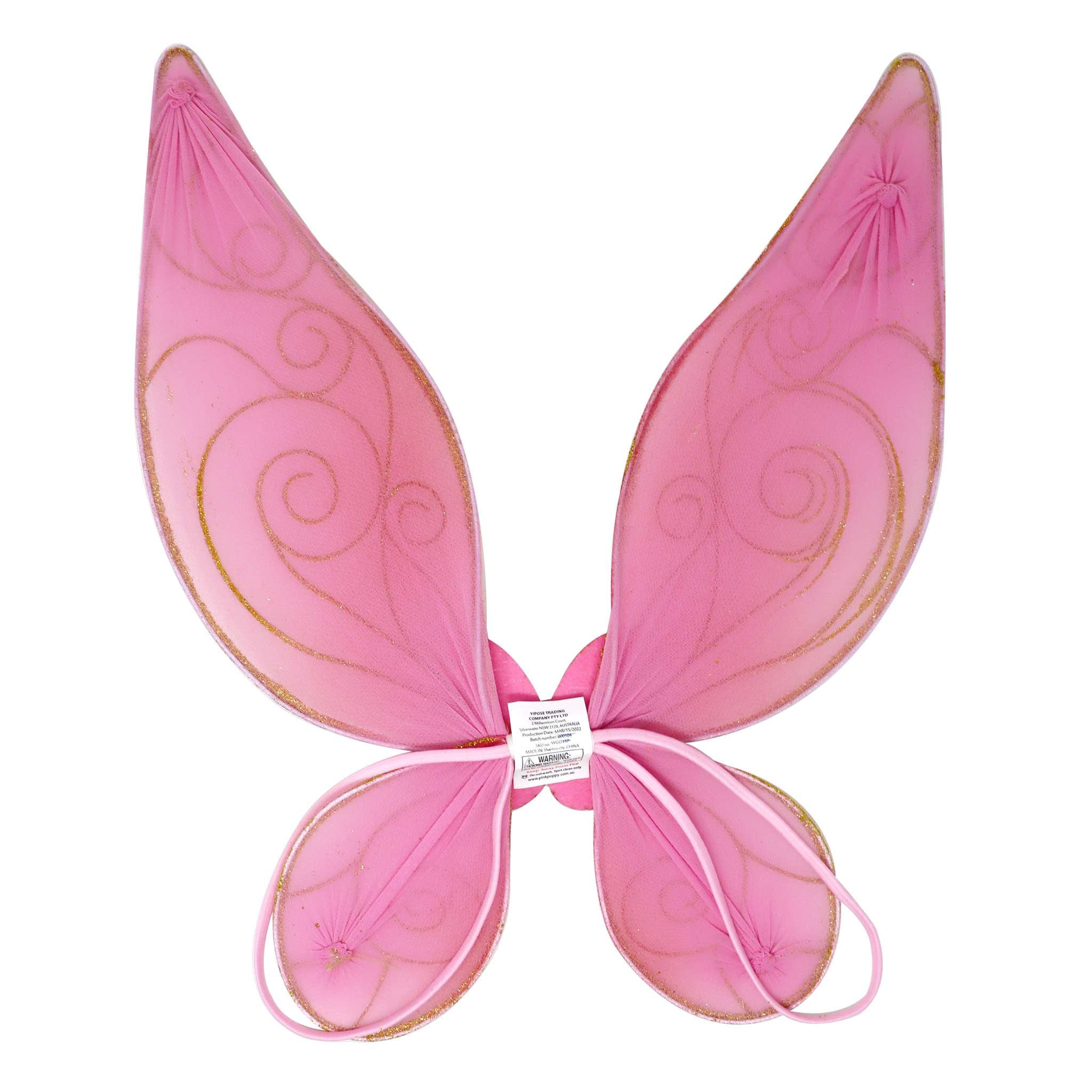 Butterfly Ballet Pink & Gold Sparkle Wire Wings - Pink Poppy Australia