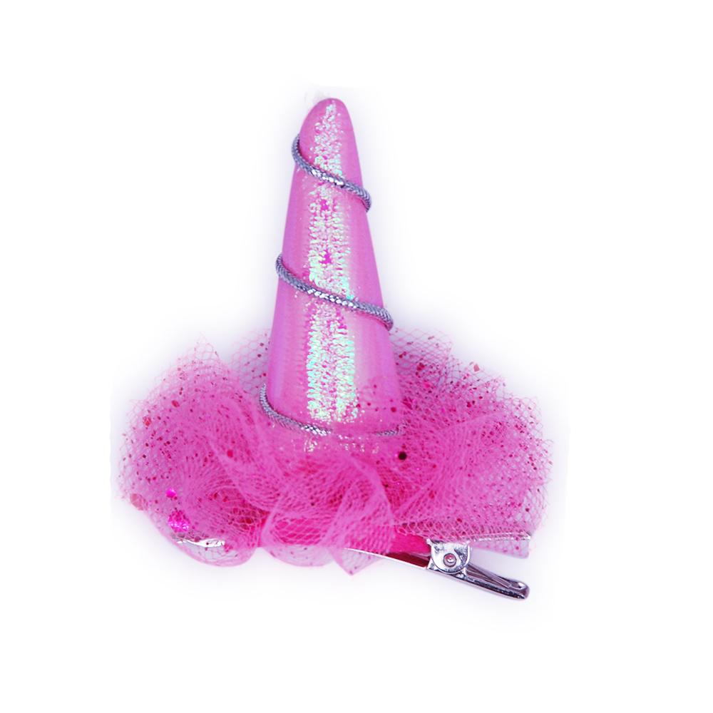 Mini Unicorn Horn Hairclips - Pink Poppy