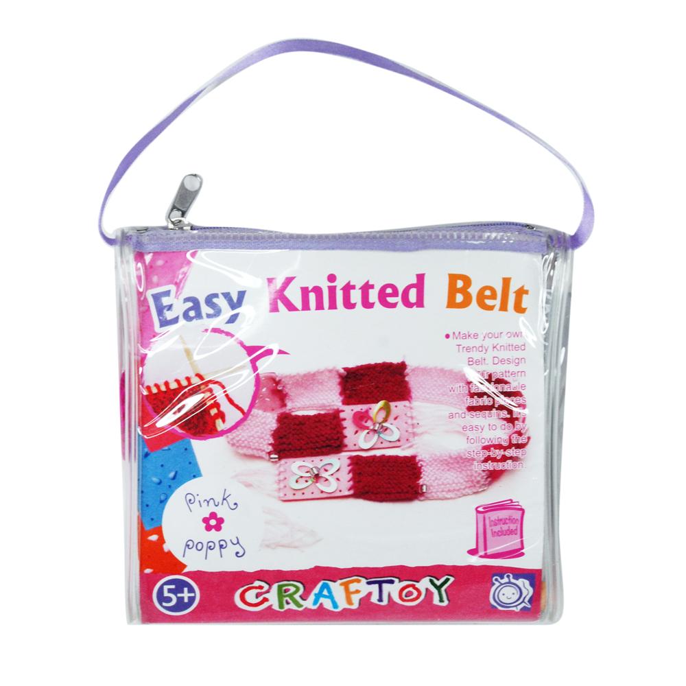 DIY Knitted Belt - Pink Poppy