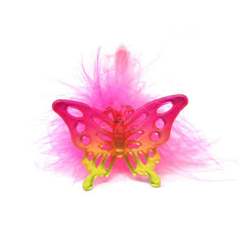 Sparkle Butterfly Fluffy Pen-Rainbow - Pink Poppy