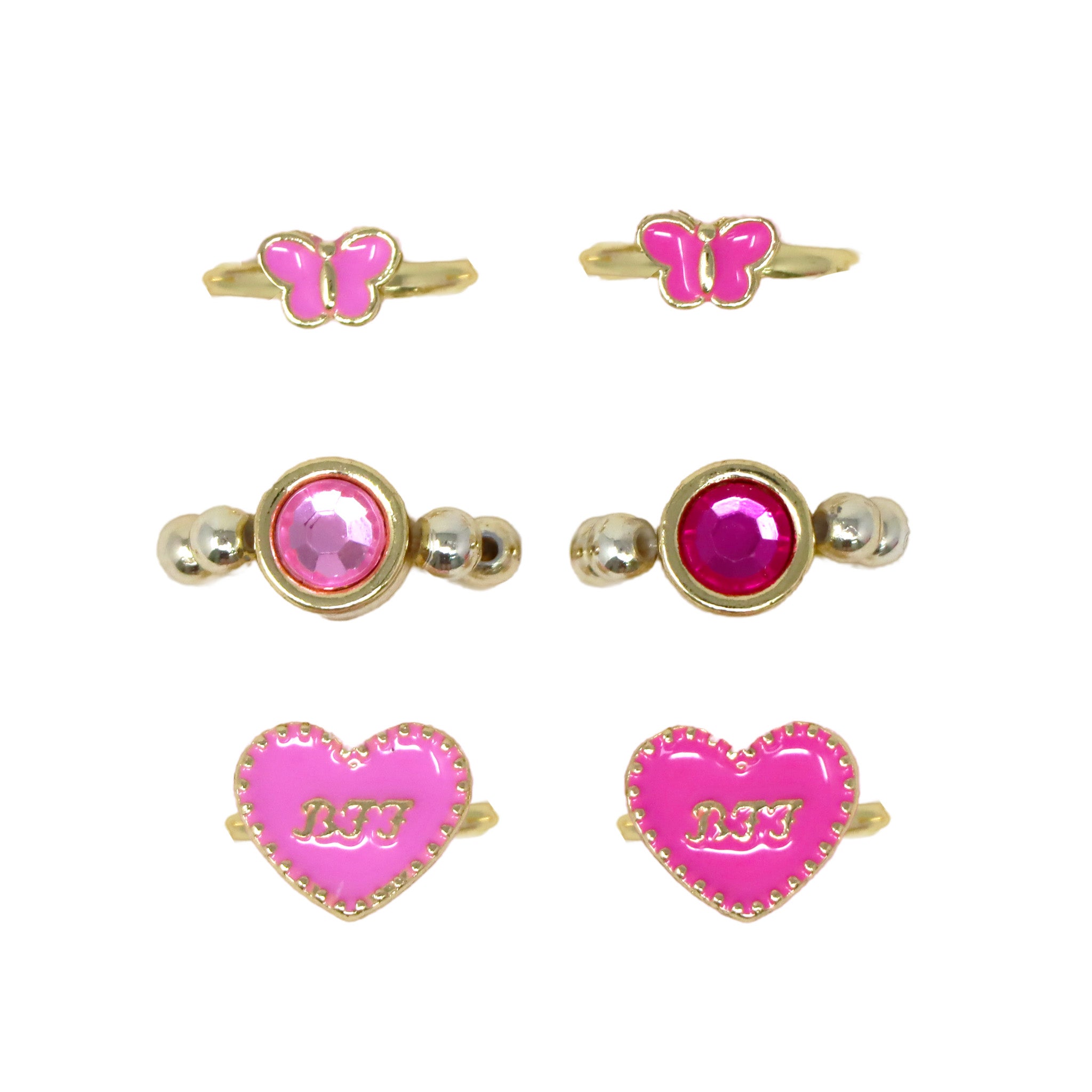 BFF Heart & Butterfly Ring Set - Pink Poppy Australia