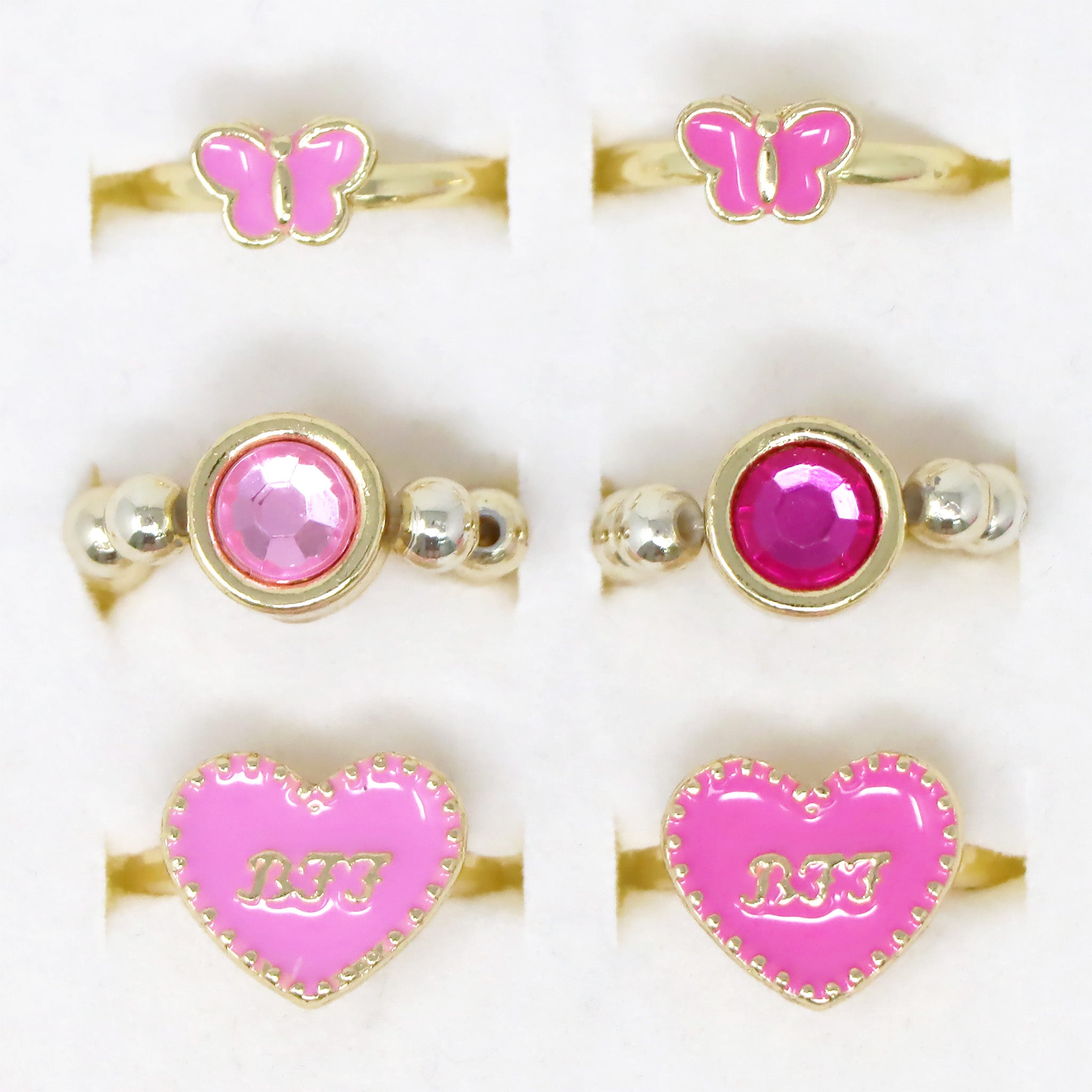 BFF Heart & Butterfly Ring Set - Pink Poppy Australia