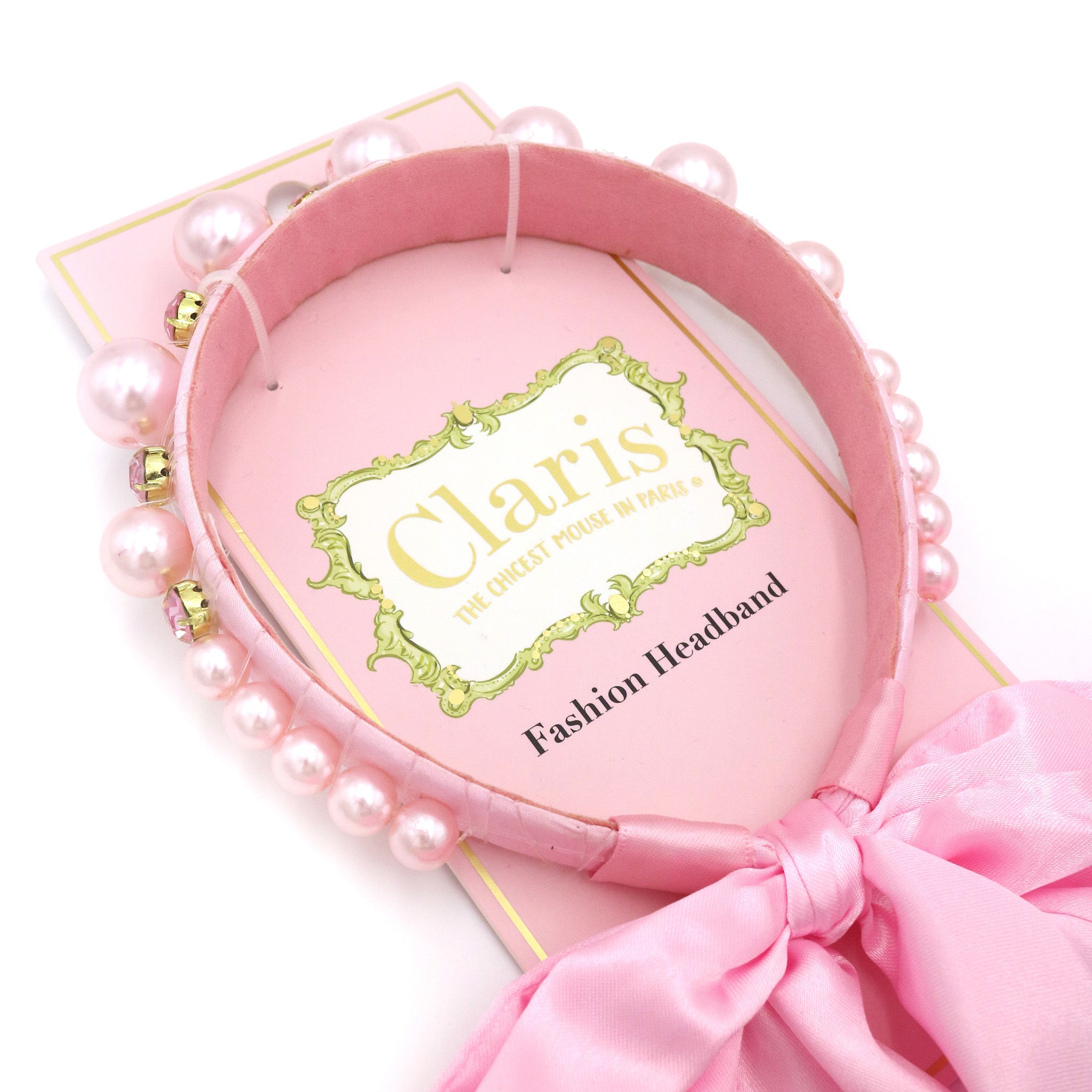 Claris the Chicest Mouse in Paris Pearl Headband - Pink Poppy Australia