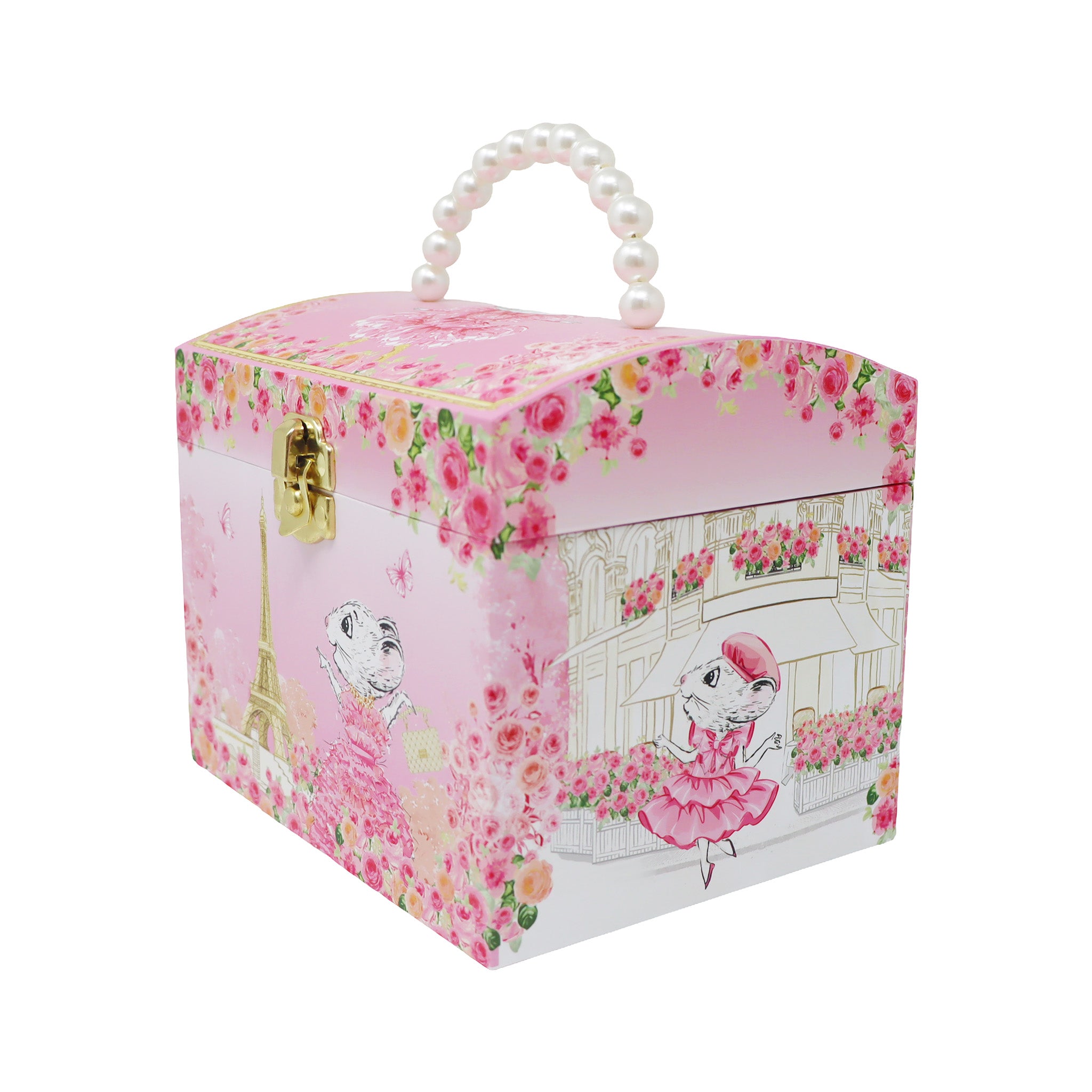 Claris The Chicest Mouse in Paris Pearl Musical Jewellery Box - Pink Poppy Australia
