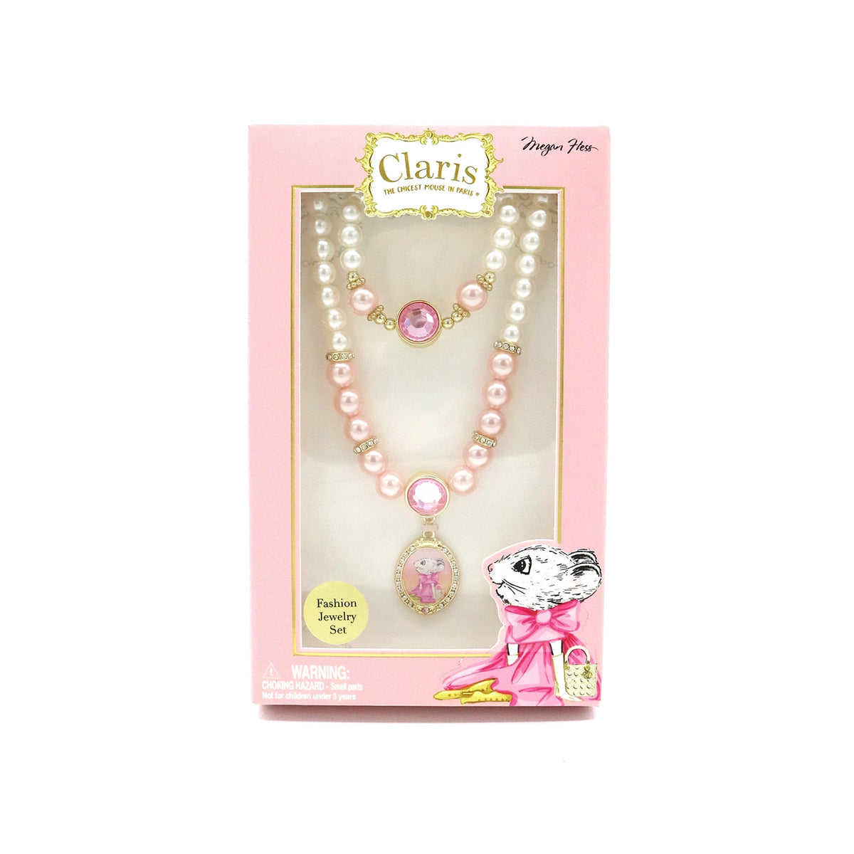 Claris The Chicest Mouse in Paris™ Magnificent Mess Necklace & Bracelet Set - Pink Poppy Australia