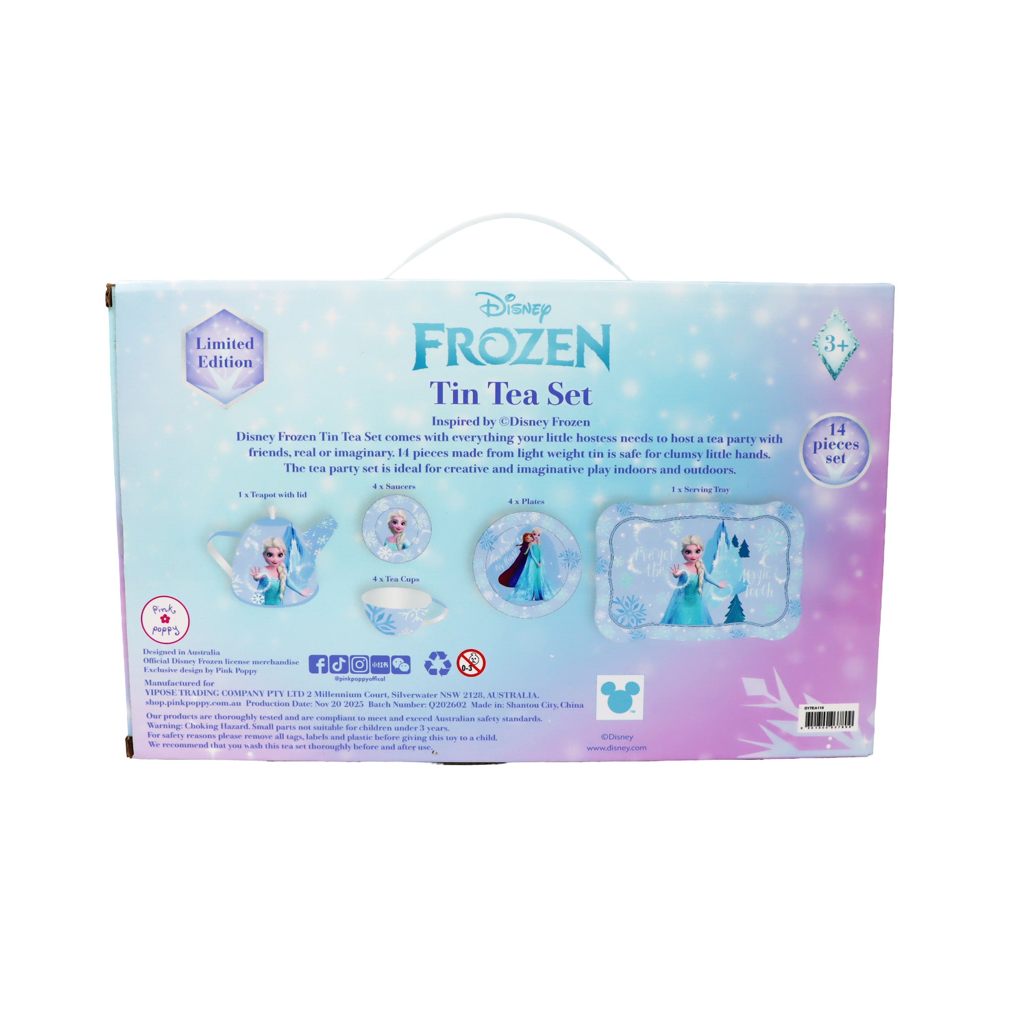 Disney Frozen Elsa Magic Touch 14 Pieces Tin Tea Set - Pink Poppy Australia