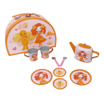 Emma Memma Tea Set With Carry Case - Pink Poppy Australia