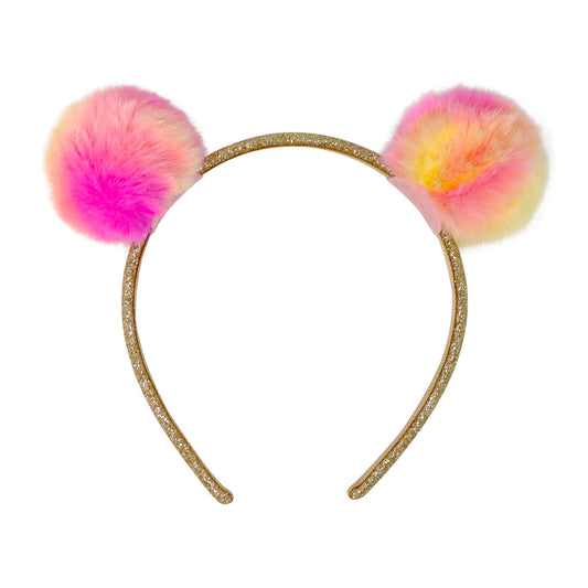 Twin Fluffy Pom Pom Headband - Pink Poppy Australia