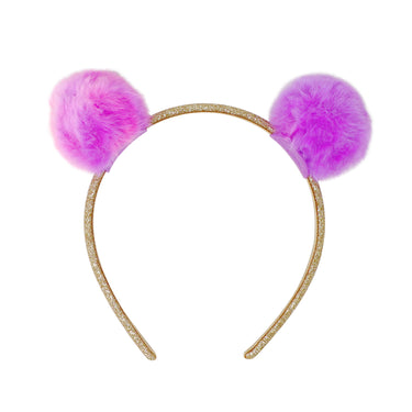 Twin Fluffy Pom Pom Headband - Pink Poppy Australia