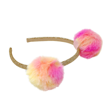 Twin Fluffy Pom Pom Headband - Pink Poppy Australia
