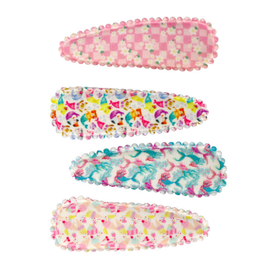 Pattern Fabric 4-pack Hair Clips - Pink Poppy Australia