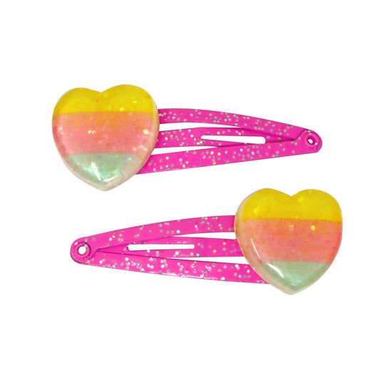Rainbow Heart Hair Clips - Pink Poppy Australia