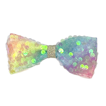 Unicorn Rainbow Sequin Bow Hair Clip - Pink Poppy Australia