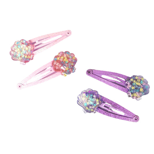 Mermaid Glitter Shell Hair Clips