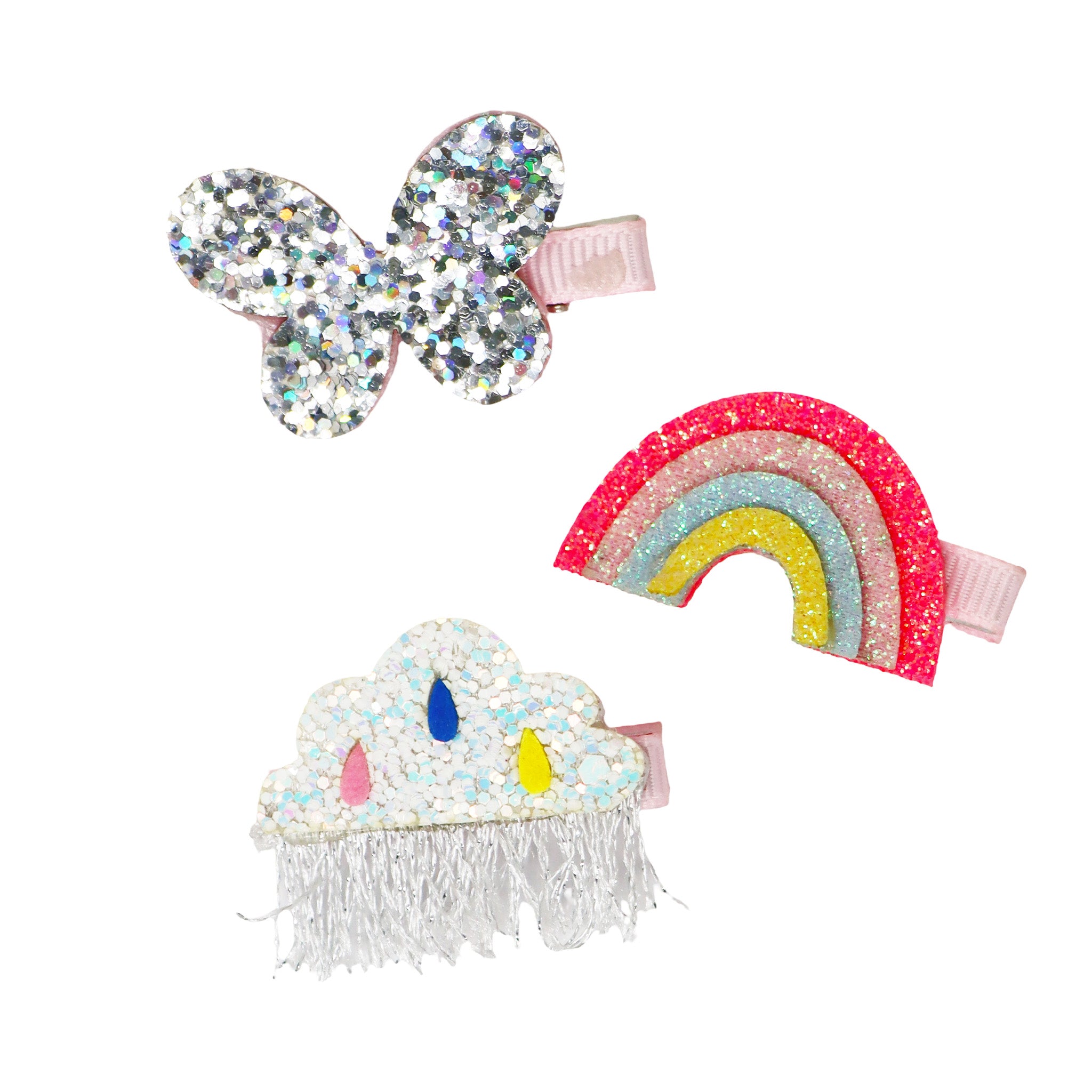 Glitter Rainbow and Cloud Hair Clips - Pink Poppy Australia