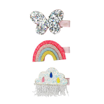 Glitter Rainbow and Cloud Hair Clips