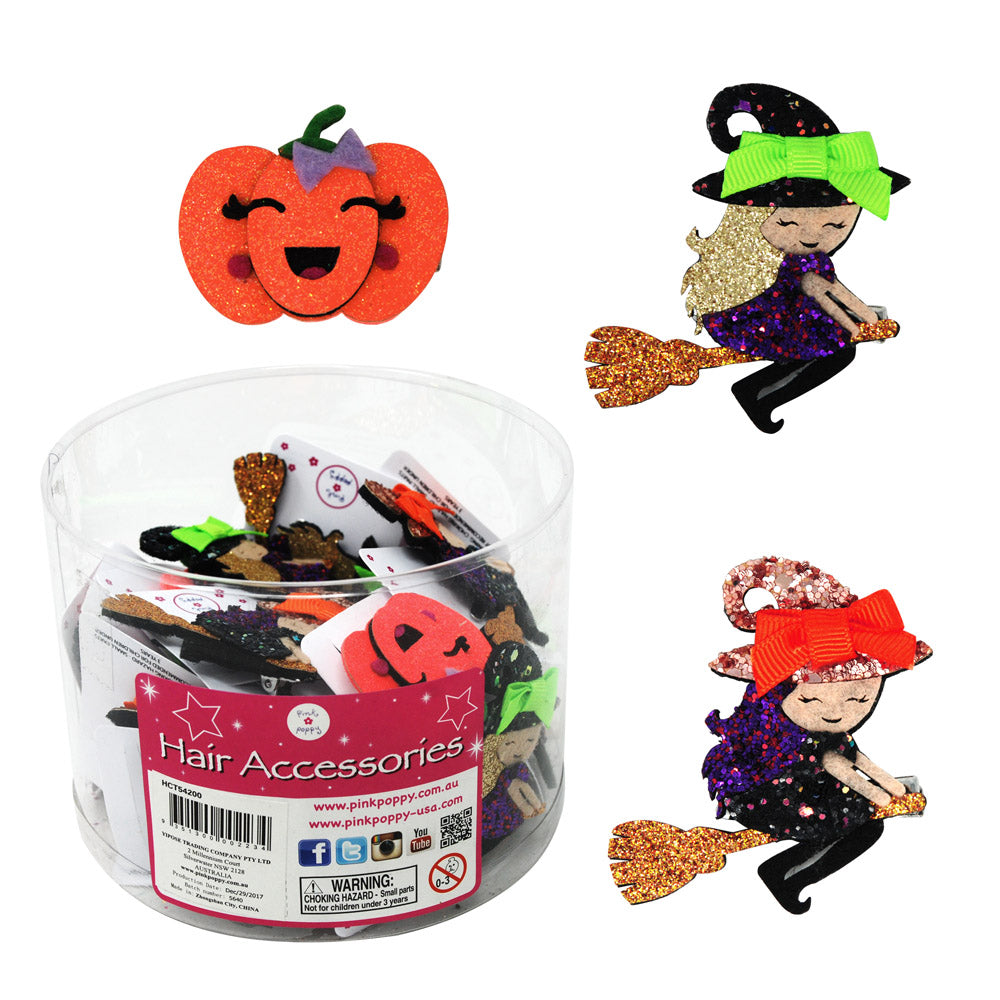 Halloween Spooky Sparkle Hairclips - Pink Poppy Australia