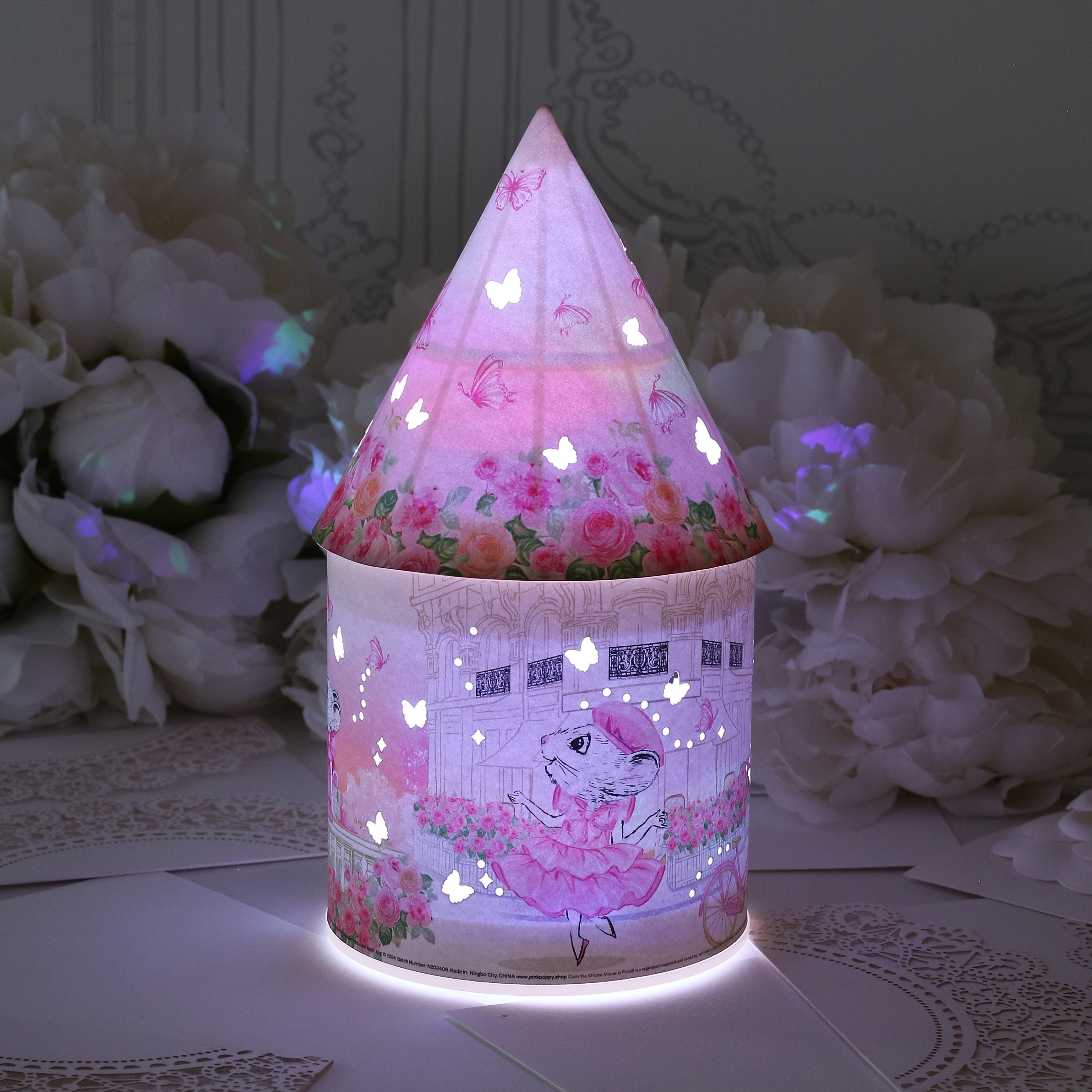 Claris The Chicest Mouse In Paris Colour Changing LED Lantern - Pink Poppy Australia