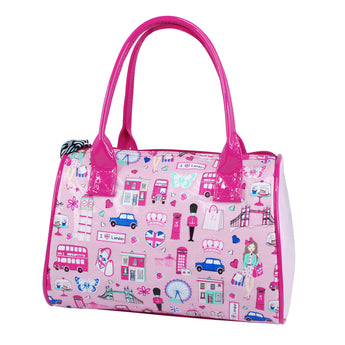 I Love London Barrel Bag - Pink Poppy Australia