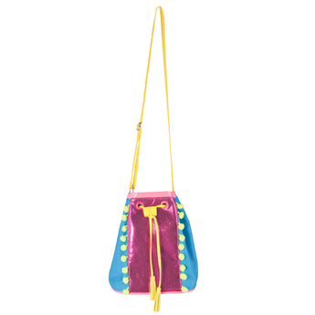 Pom Pom Party Drawstring Satchel - Pink Poppy Australia