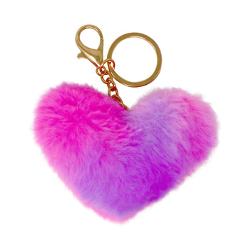Fluffy Heart Key Chain - Pink Poppy Australia