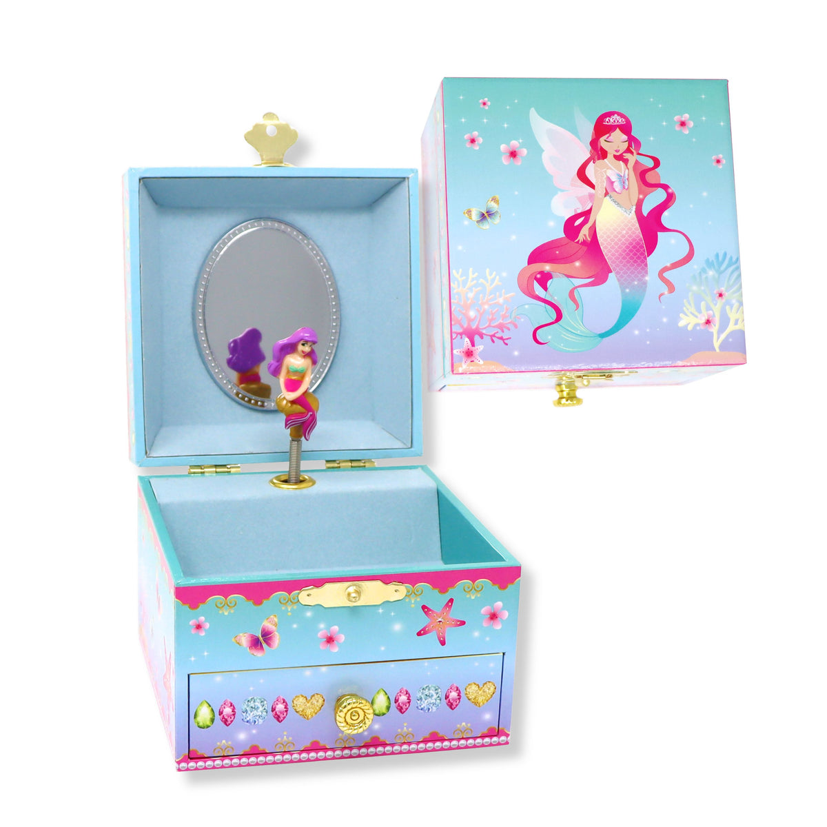 Shimmering Mermaid Small Musical Jewellery Box - Pink Poppy Australia