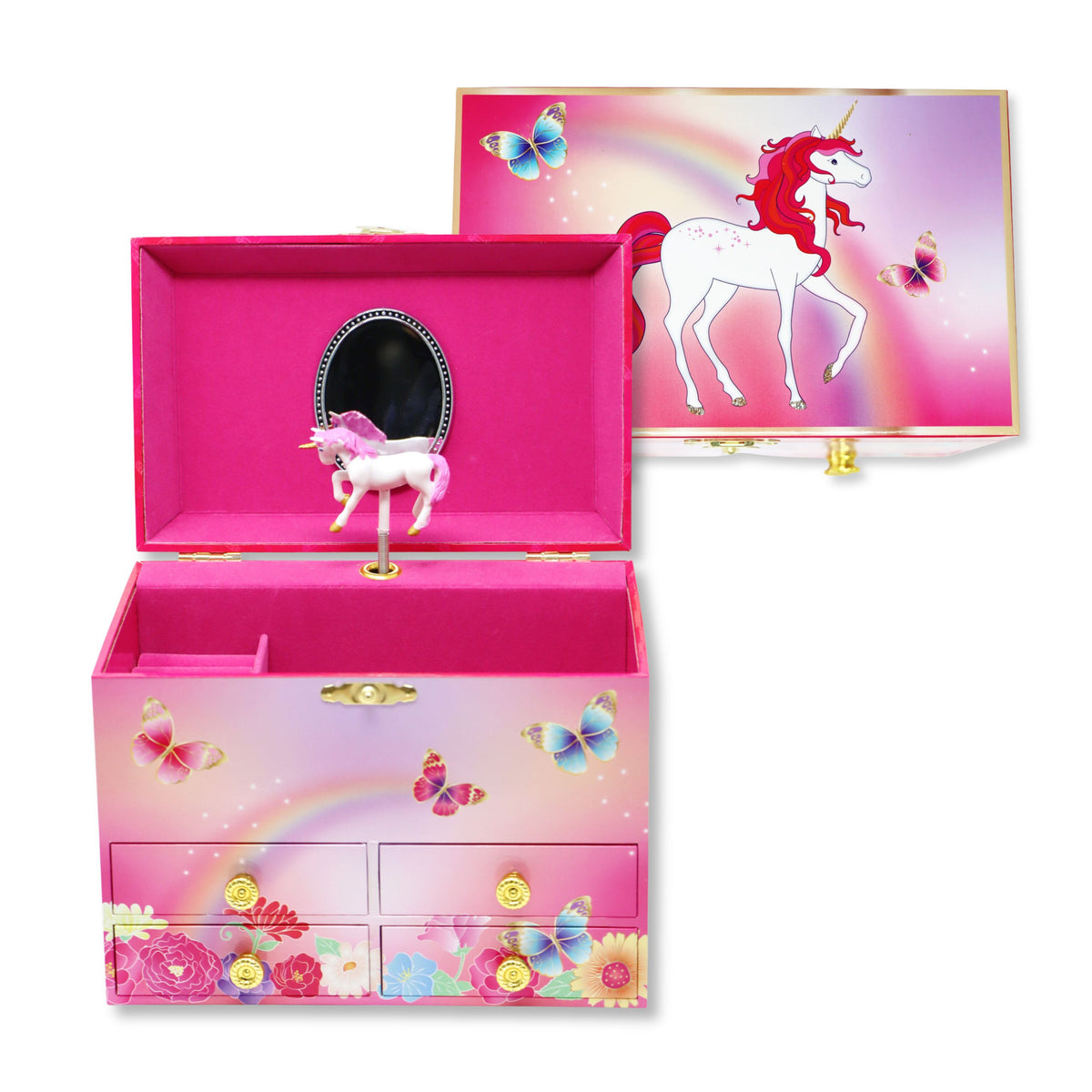 Unicorn Butterfly Medium Musical Jewellery Box - Pink Poppy Australia