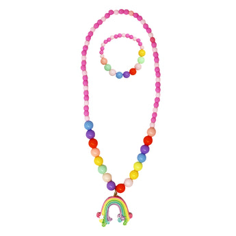 Rainbow Cloud Necklace & Bracelet Set