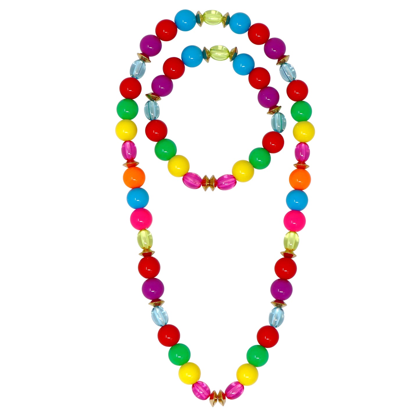 Rainbow Beaded Necklace / Bracelet Set - Pink Poppy Australia