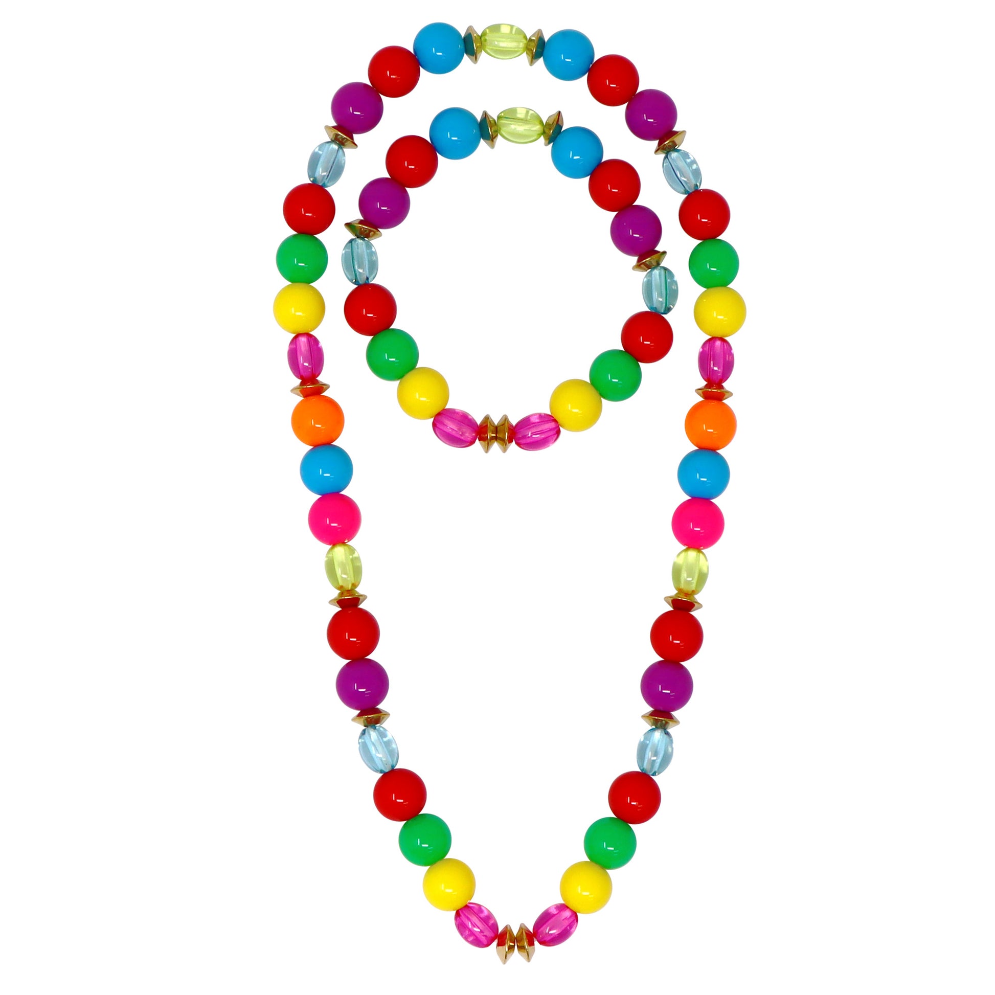 Rainbow Beaded Necklace / Bracelet Set - Pink Poppy Australia