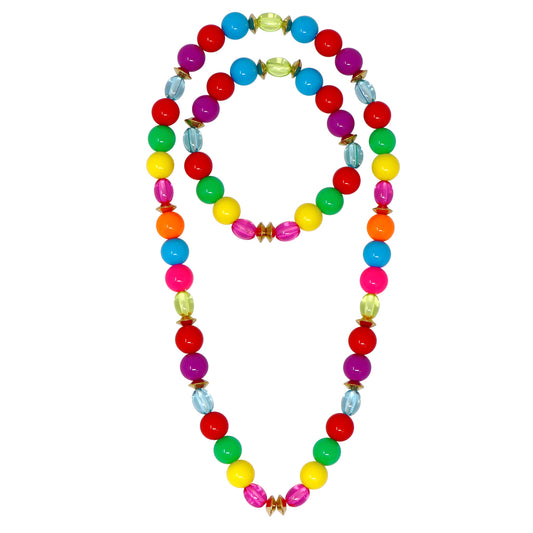Rainbow Beaded Necklace / Bracelet Set - Pink Poppy Australia