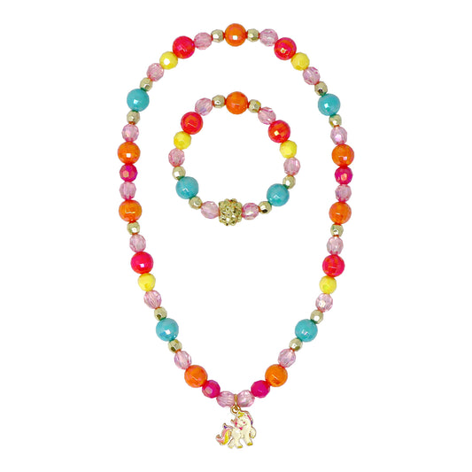 Unicorn Rainbow Charm Necklace and Bracelet Set - Pink Poppy Australia