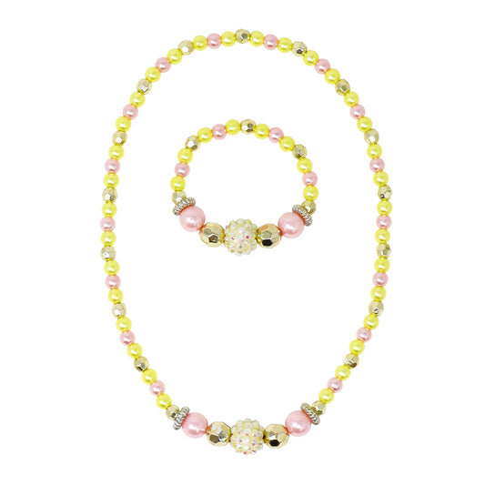 Lemon Delight Stretch Beaded Necklace & Bracelet Set - Pink Poppy Australia