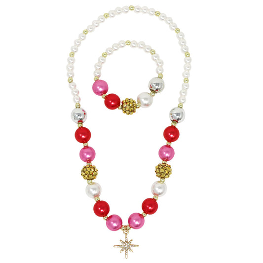 Necklace and Bracelet Set with Sparkly Star Charm - Pink Poppy Australia