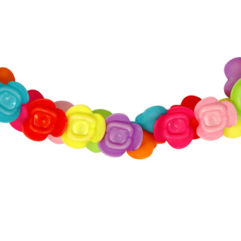 Vibrant Roses Flower Necklace and Bracelet Set