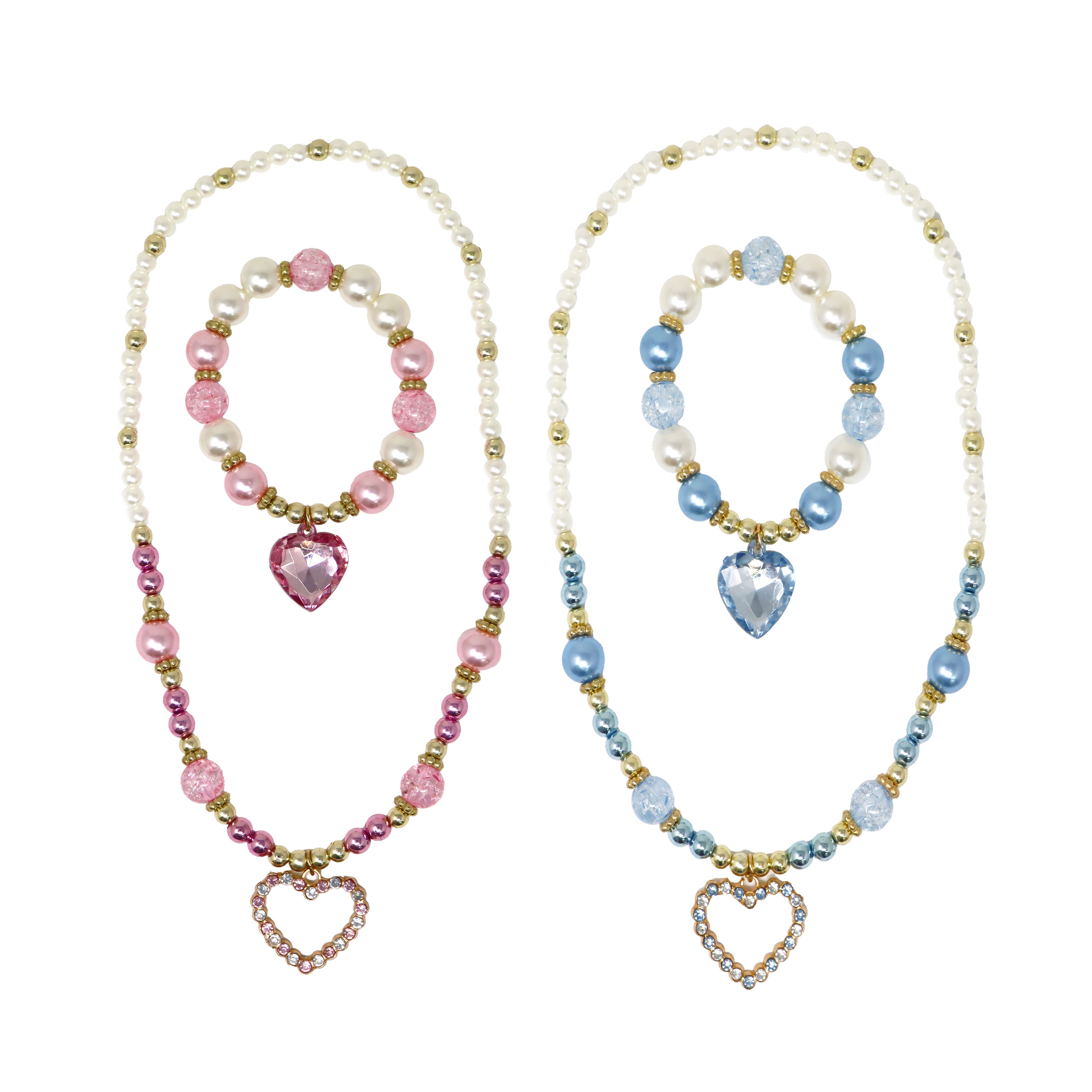 Dance Pearl Heart Necklace and Bracelet Set - Pink Poppy Australia
