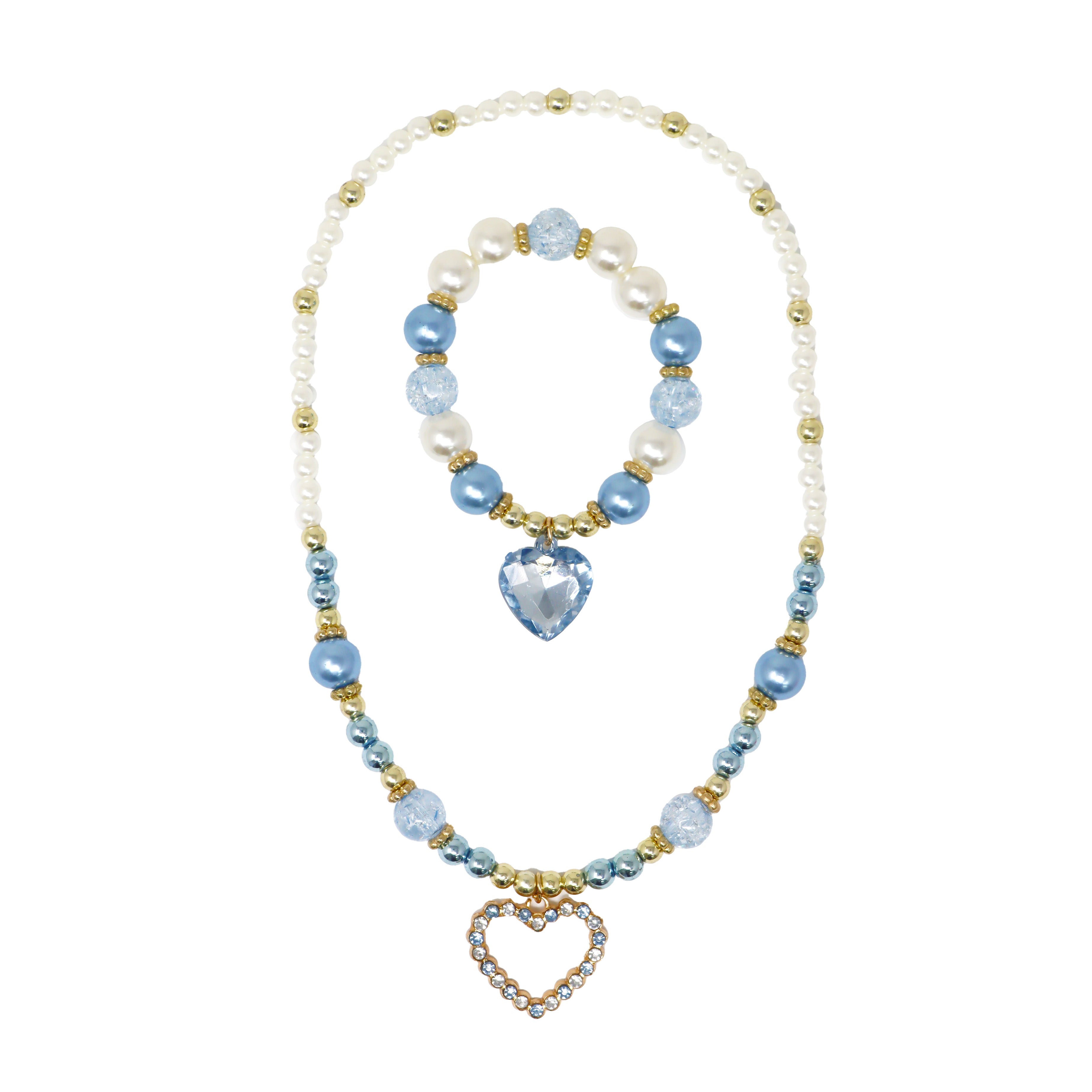 Dance Pearl Heart Necklace and Bracelet Set - Pink Poppy Australia