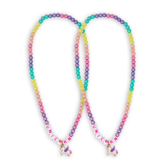 BFF Unicorn Rainbow Pearl Necklace Set - Pink Poppy Australia