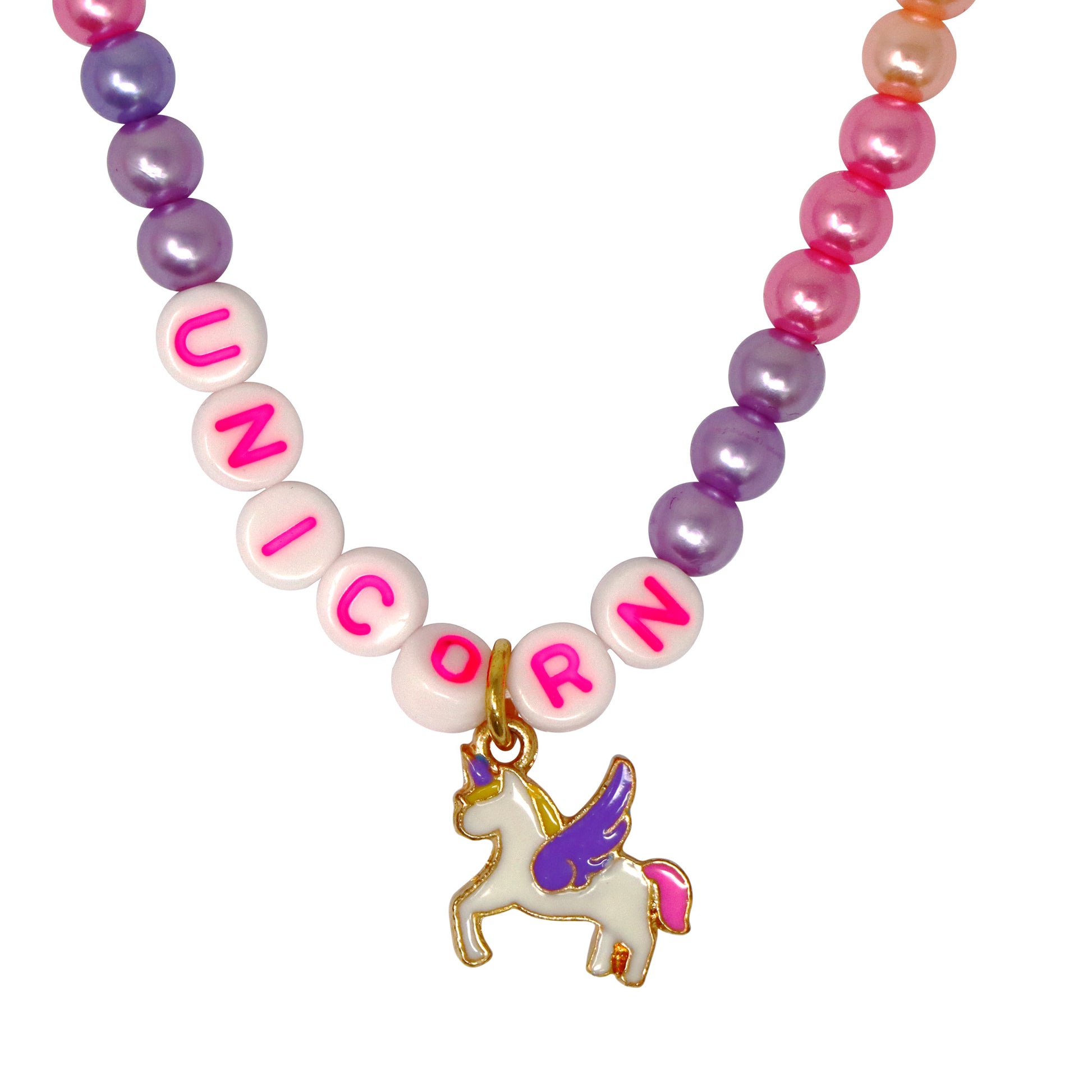 BFF Unicorn Rainbow Pearl Necklace Set - Pink Poppy Australia