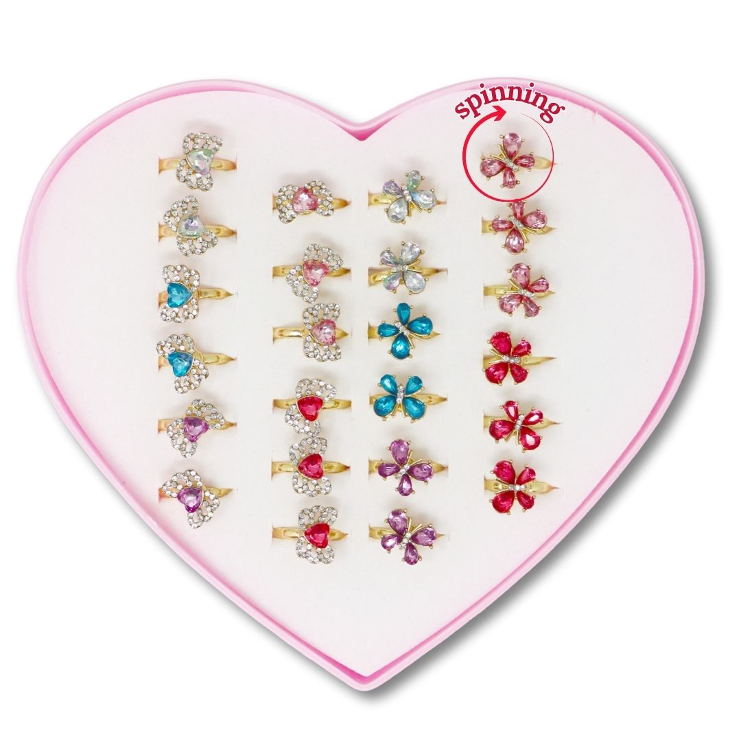 Fidget Sparkle Fashion Rings - 2 designs & 5 colourways in each design - Pink Poppy Australia
