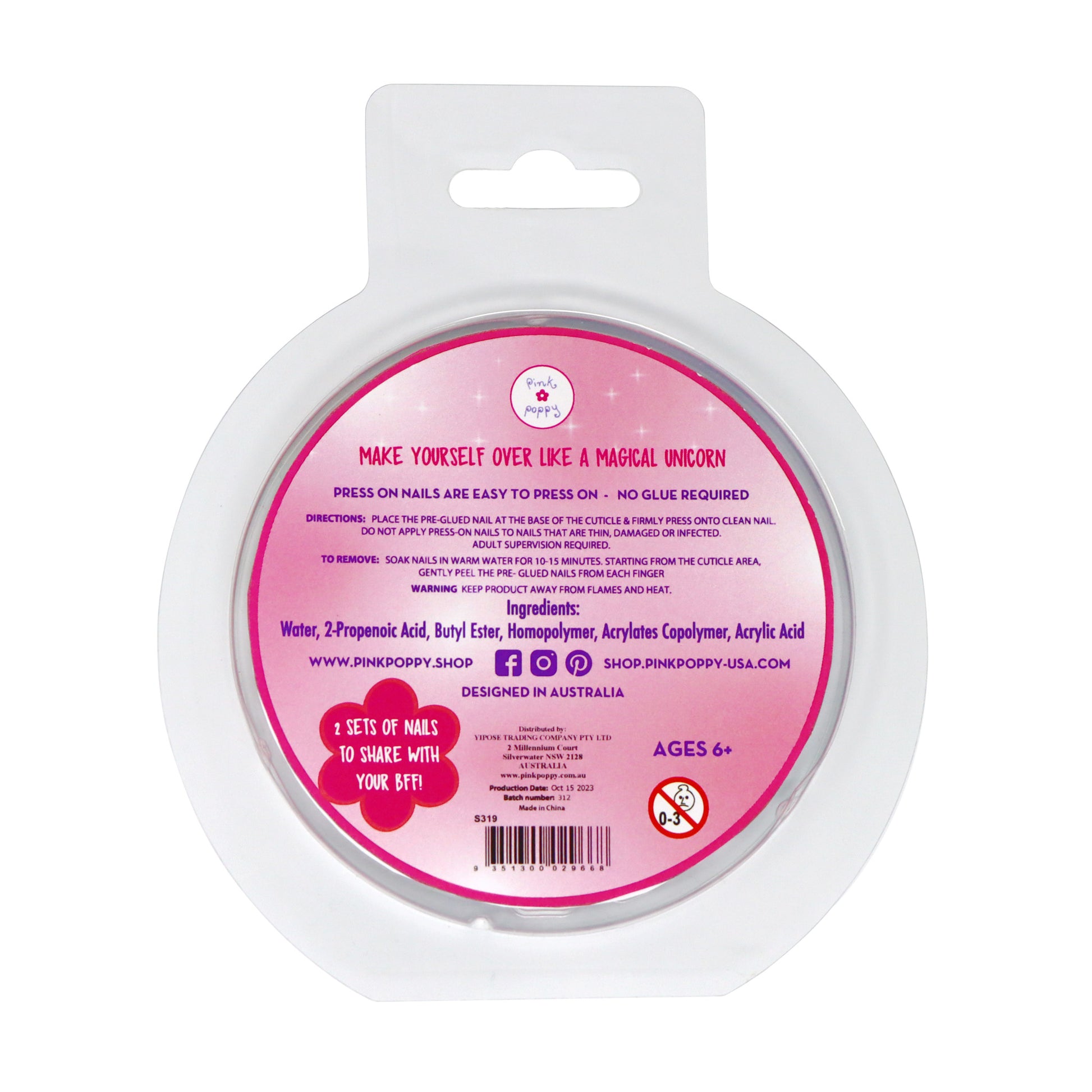 Fairy Butterfly Friends Press On Nails - Pink Poppy Australia