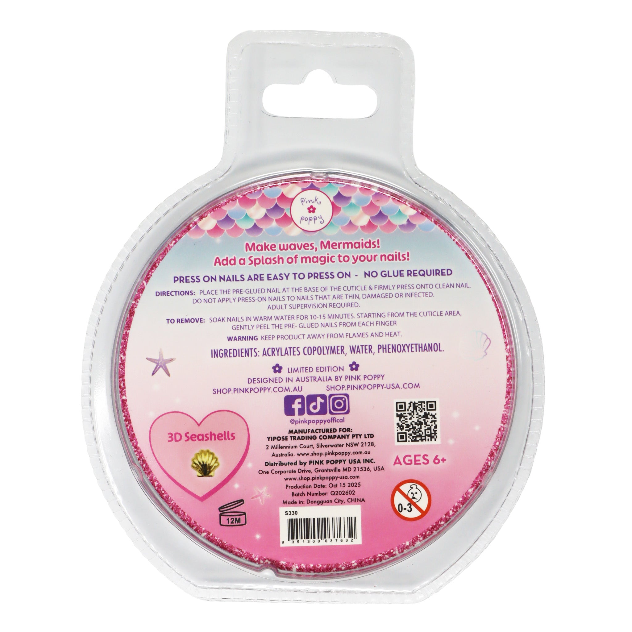 Mermaid Sparkle 3D Press On Nails - Pink Poppy Australia