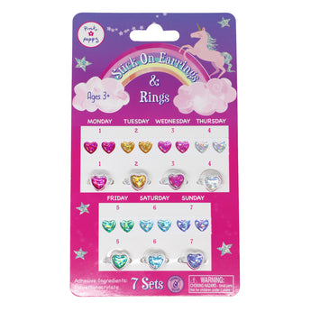 7 Day Stick On Earrings & Ring Set - Pink Poppy Australia
