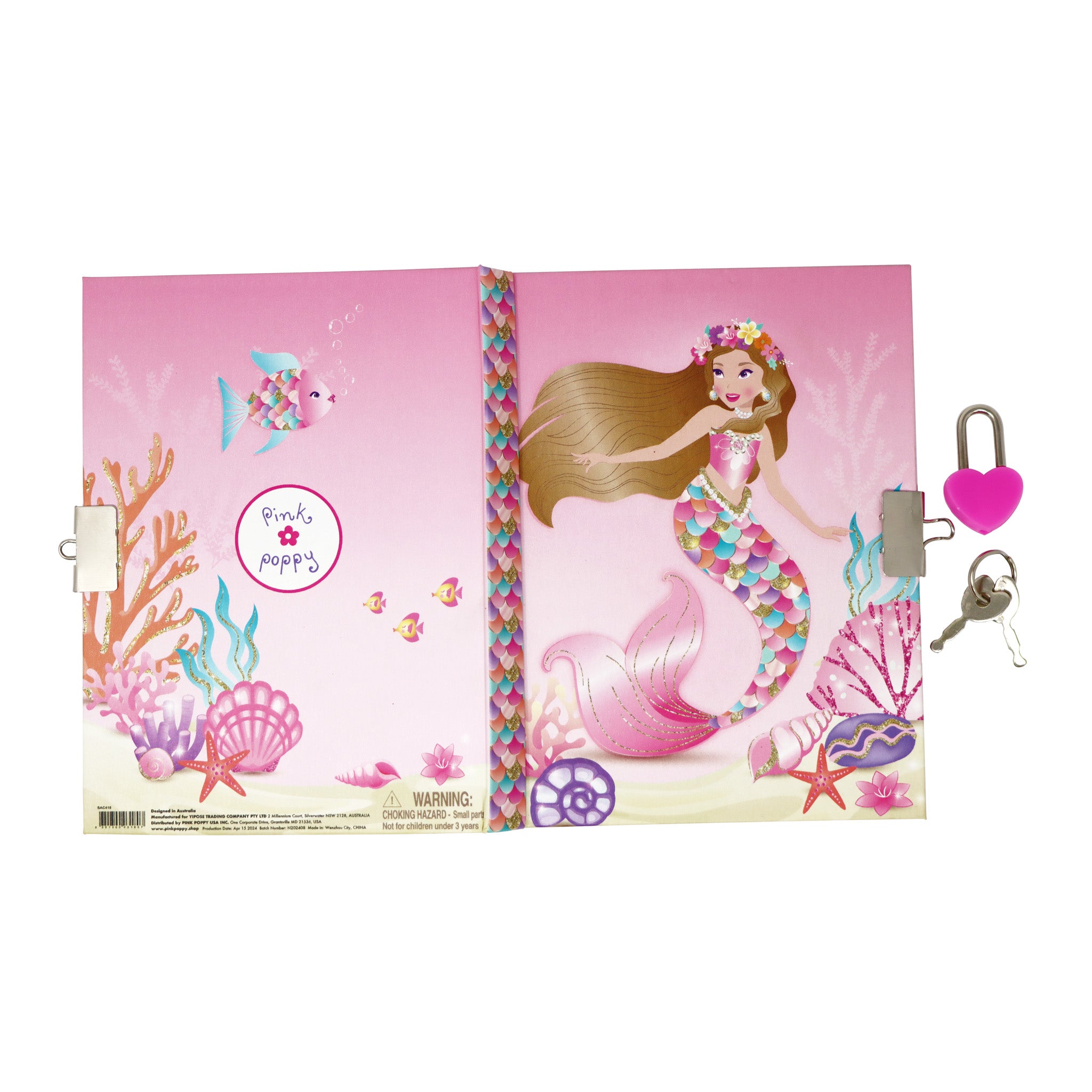 Enchanted Mermaid Lockable Notebook - Pink Poppy Australia