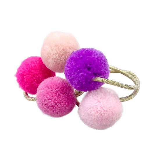 Pom Pom Hair Elastics - Pink Poppy Australia