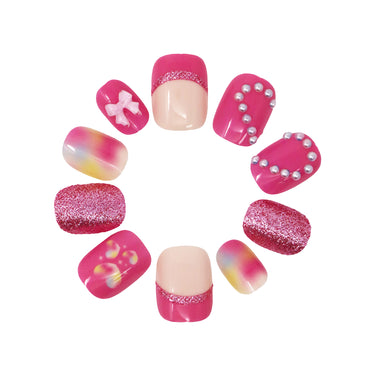 3D Love Heart Press On Nails - Pink Poppy Australia